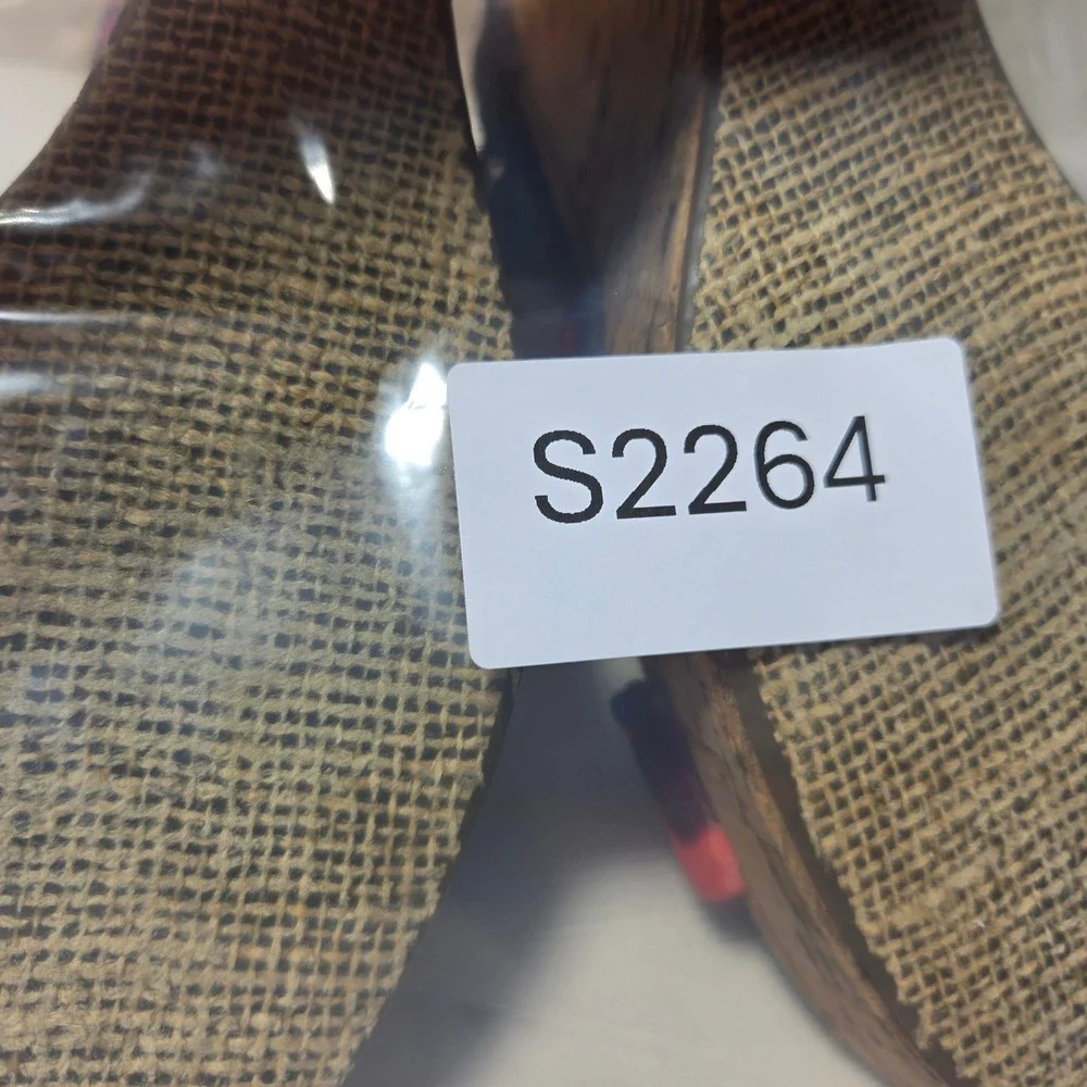 TOMS Womens Floral Canvas Cork Wedge Sandals Multi Color Strappy Ankle Strap 8